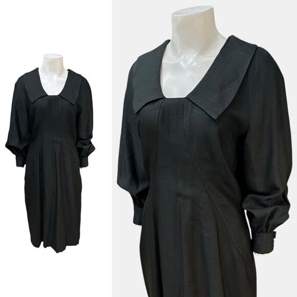 Vintage 1960s Black Dress Puff Long Sleeve Mod Part my Dress / Women’s Small - - Picture 1 of 4